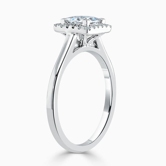 Plain Halo Princess Diamond Engagement Ring