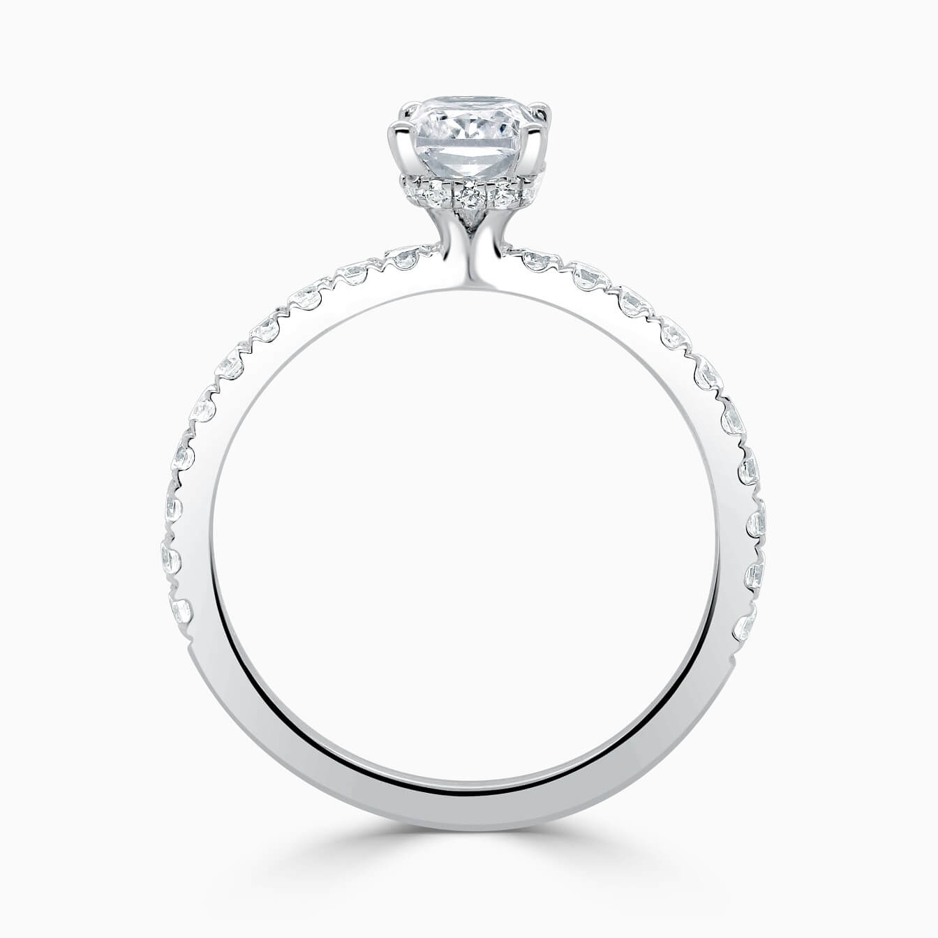 Hidden Halo Radiant Engagement Ring with Sidestones