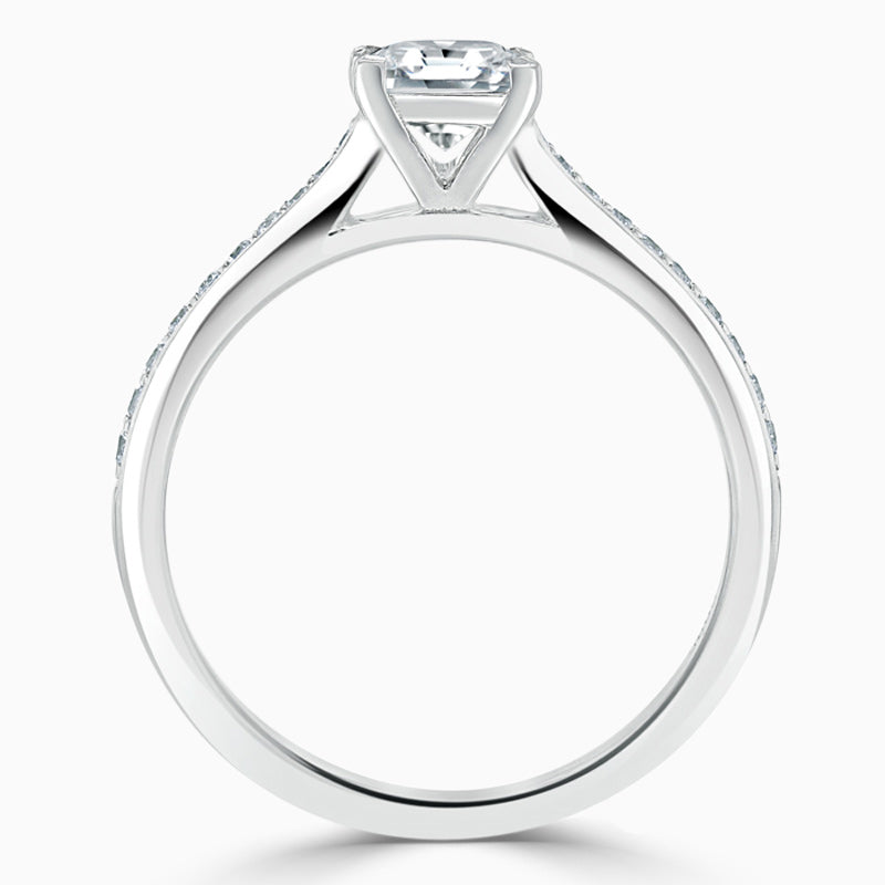Tapered Pave Princess Diamond Engagement Ring