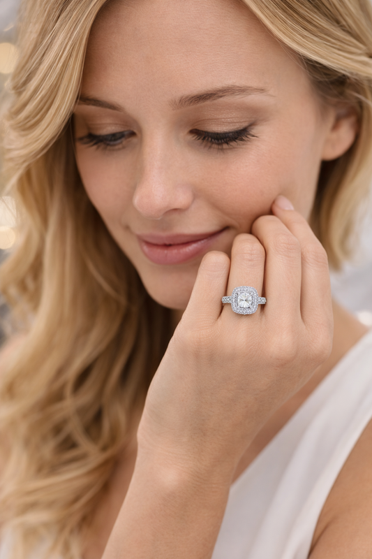 Vintage Pave Radiant Diamond Engagement Ring