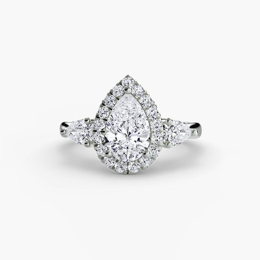 Three-Stone Ring with Halo