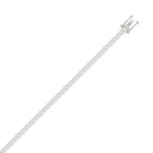 Classic 4 Prong Lab Grown Diamond Tennis Bracelet approx. 5 ct White Gold down view