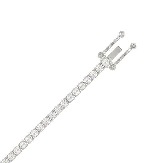 Classic 4 Prong Lab Grown Diamond Tennis Bracelet approx. 3 ct White Gold down view