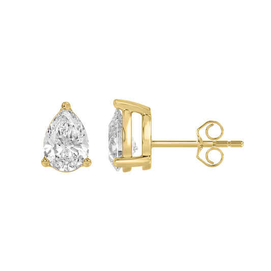 1.5 Carat Lab Grown Diamond Stud Earrings Yellow Gold down view