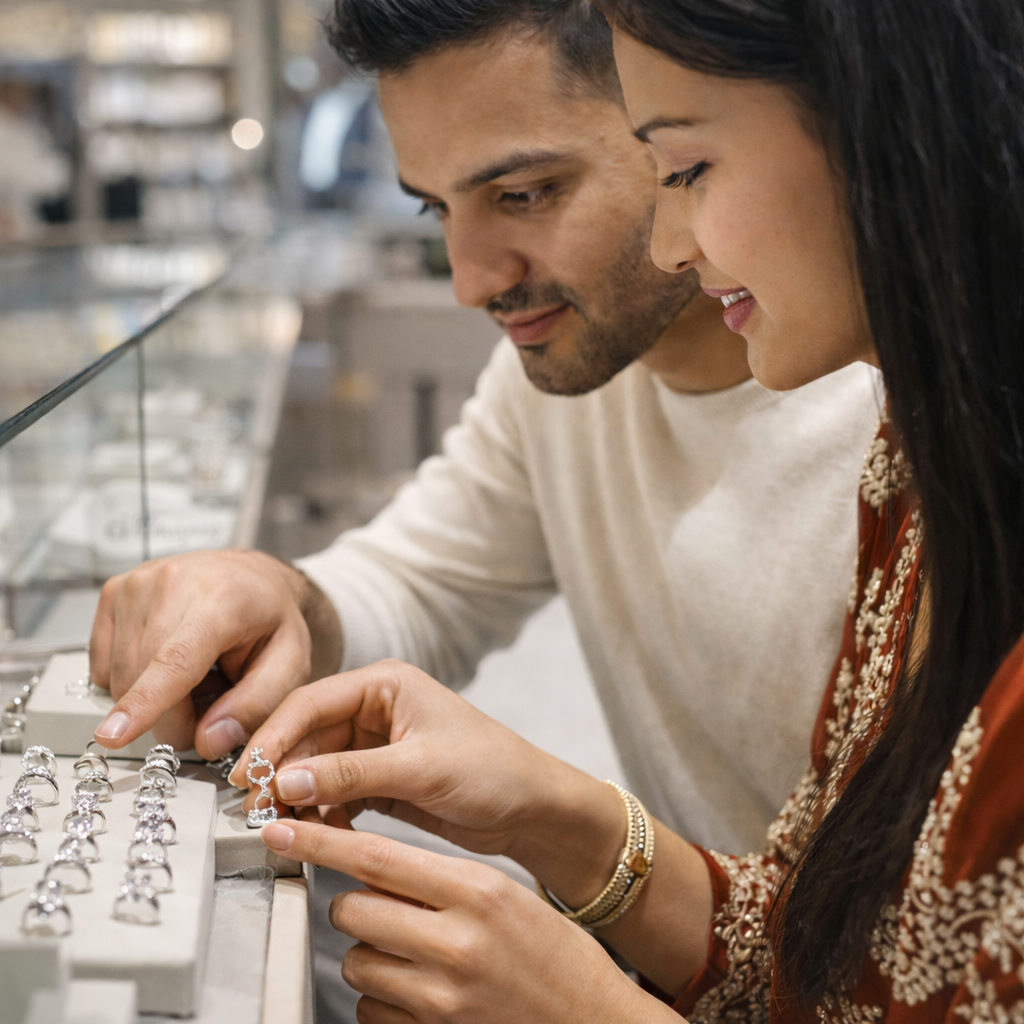 Choosing Your Ring Together: The In-Store Experience at Ramesh Jewellers  Shopping for an engagemen