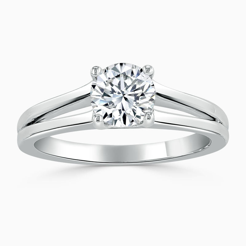 Split Shoulder Round Diamond Engagement Ring