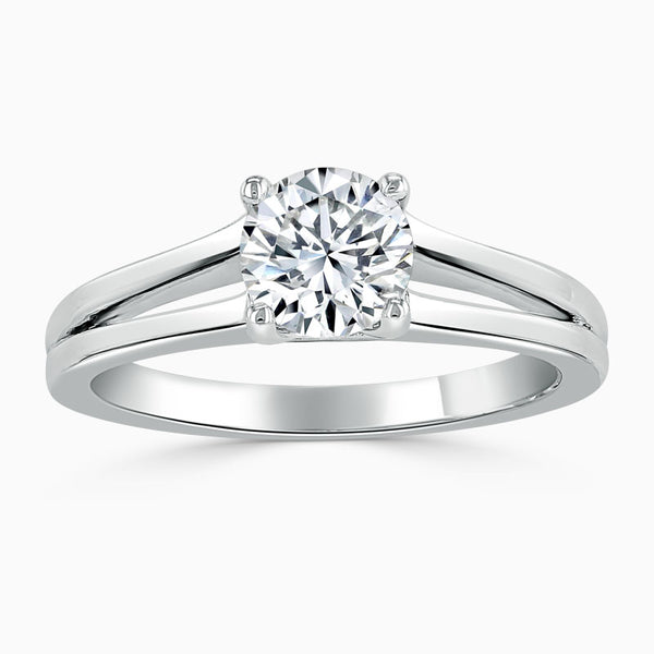 Split Shoulder Round Diamond Engagement Ring