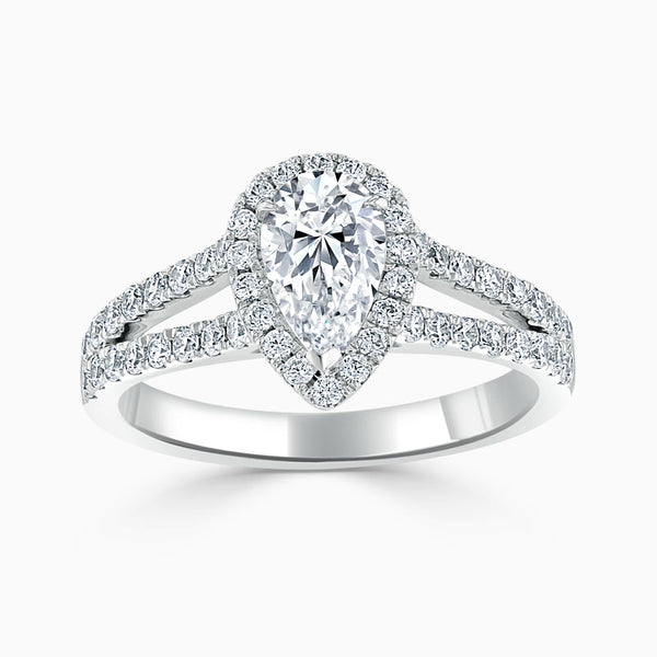 Split Shoulder Pear Diamond Engagement Ring
