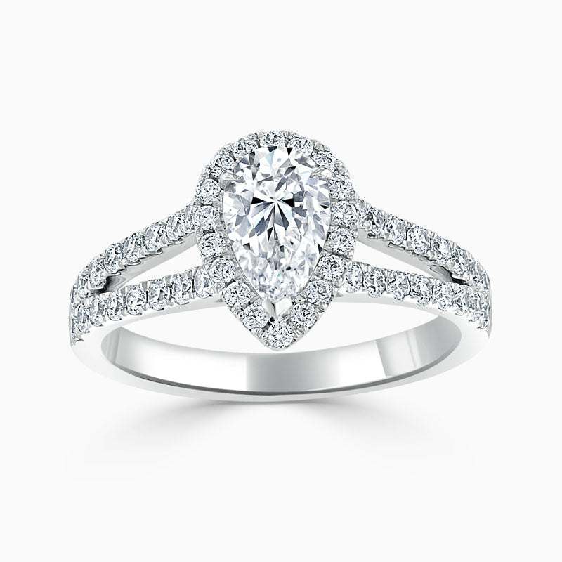 Split Shoulder Pear Diamond Engagement Ring