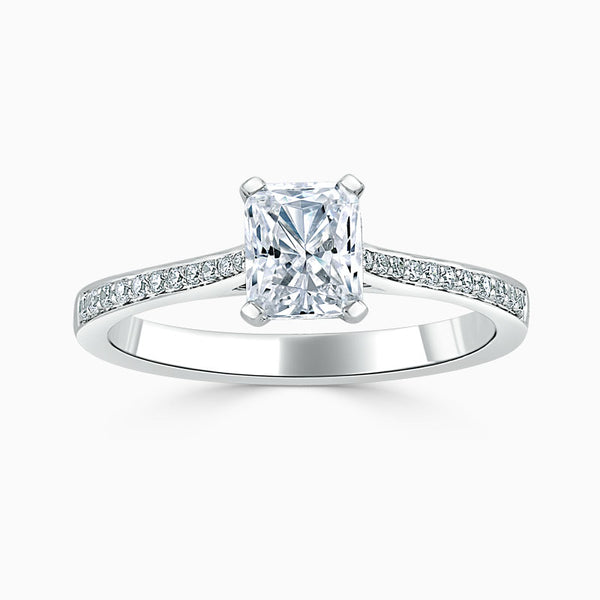 Tapered Pave Radiant Diamond Engagement Ring