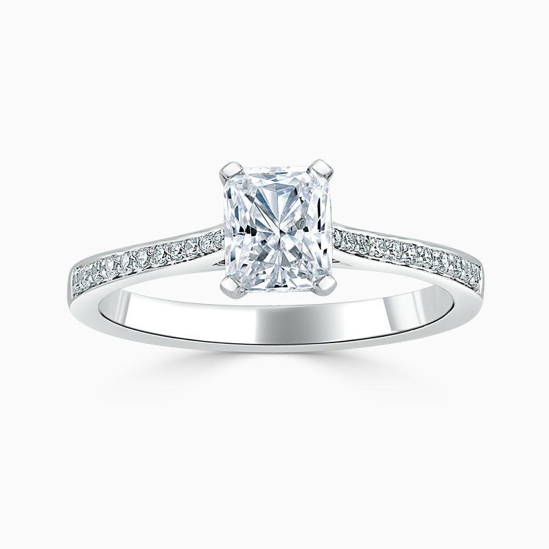 Tapered Pave Radiant Diamond Engagement Ring