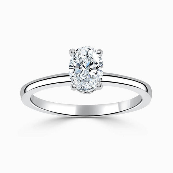 Hidden Halo Oval Diamond Engagement Ring