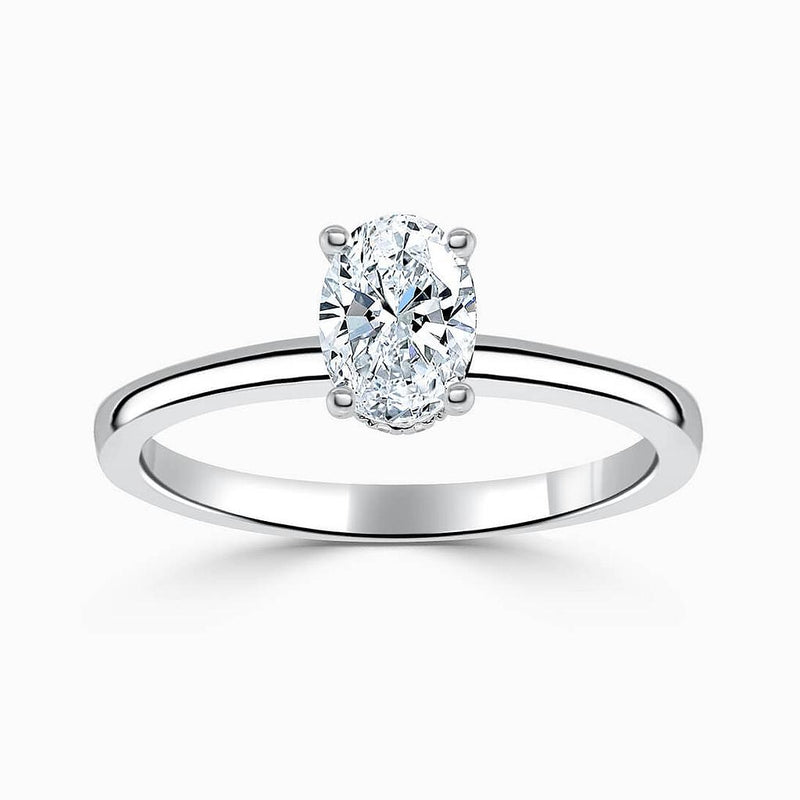 Hidden Halo Oval Diamond Engagement Ring