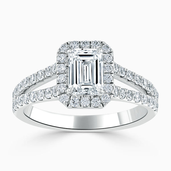 Split Shoulder Emerald Diamond Engagement Ring