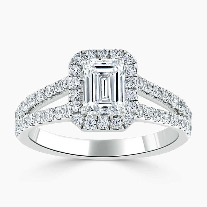 Split Shoulder Emerald Diamond Engagement Ring