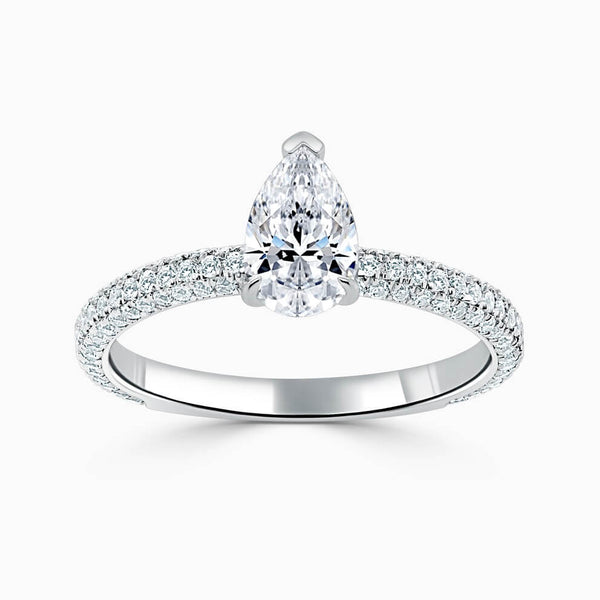 Micro Pave Pear Diamond Engagement Ring