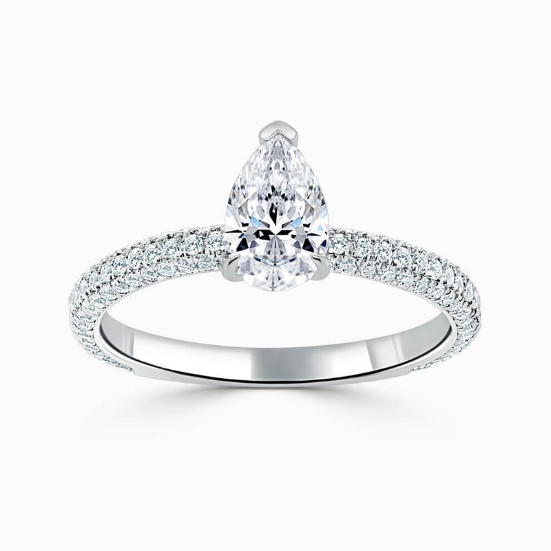 Micro Pave Pear Diamond Engagement Ring
