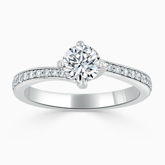 Pave Twist Round Diamond Engagement Ring: From £1000