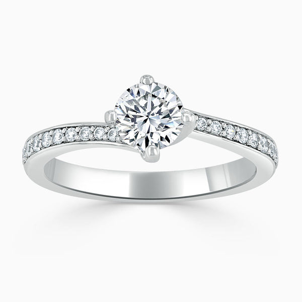 Pave Twist Round Diamond Engagement Ring