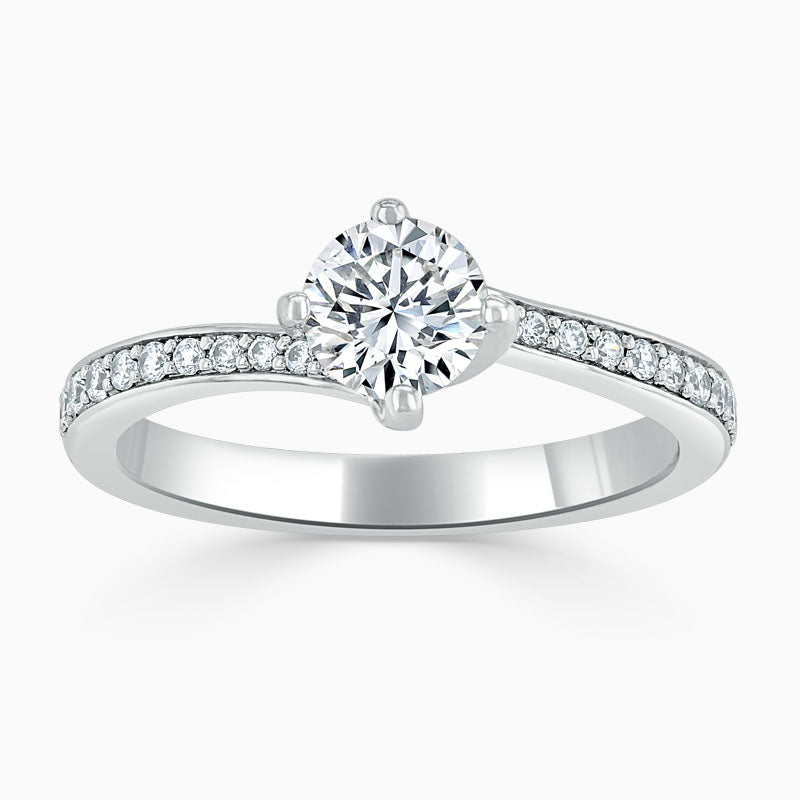 Pave Twist Round Diamond Engagement Ring