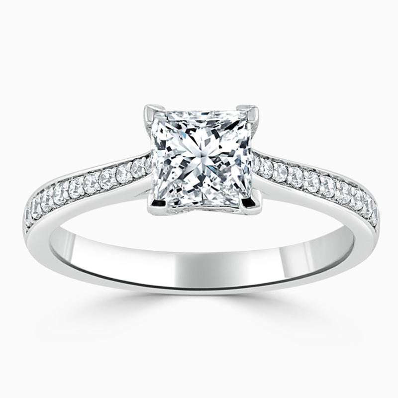 Tapered Pave Princess Diamond Engagement Ring
