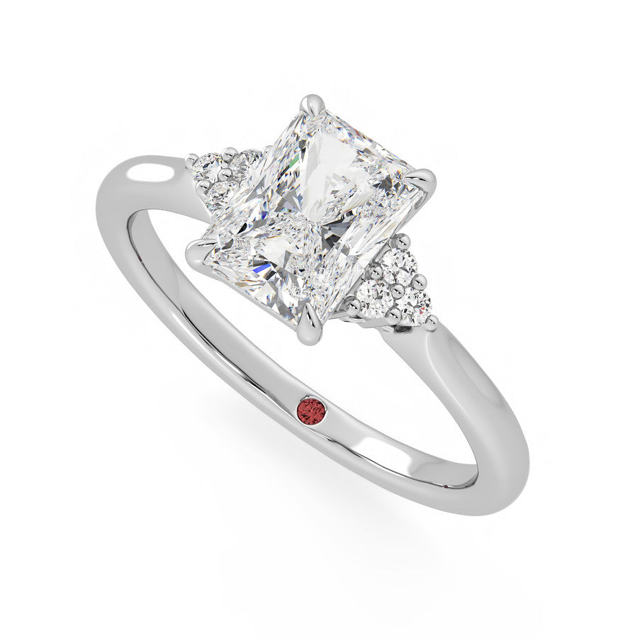 Three Claw Trilogy Radiant Diamond Engagement Ring