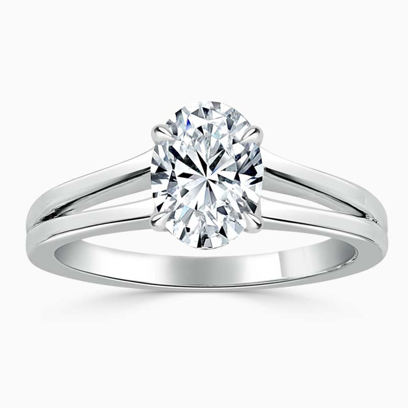 Split Shoulder Oval Diamond Engagement Ring