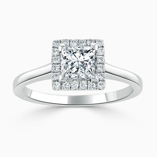 Plain Halo Princess Diamond Engagement Ring