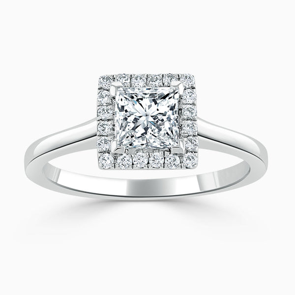 Plain Halo Princess Diamond Engagament Ring