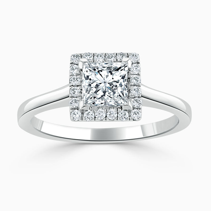 Plain Halo Princess Diamond Engagament Ring