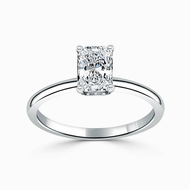 Radiant Hidden Halo Diamond Engagement Ring