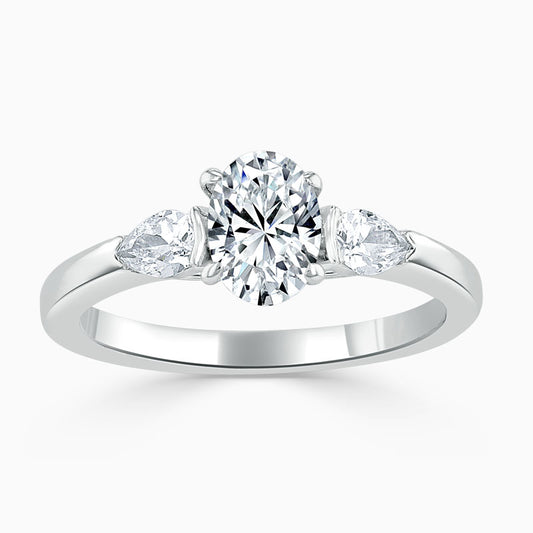 Trilogy Oval Diamond Engagement Ring