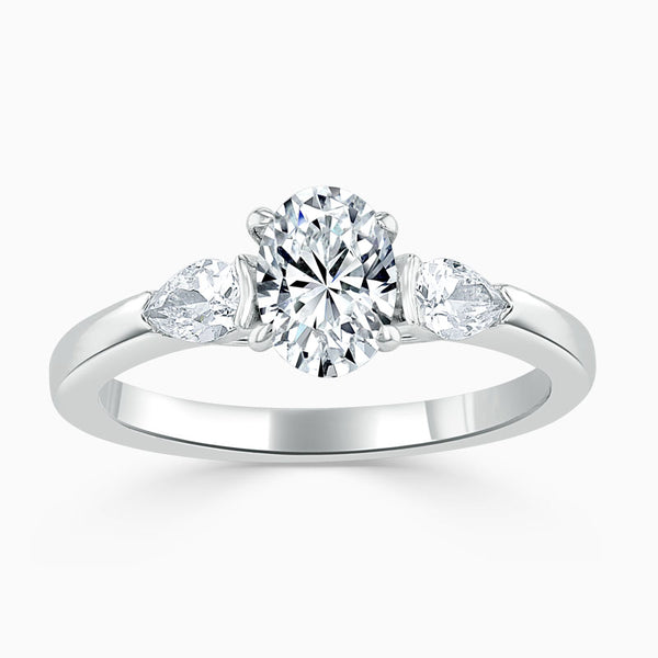 Pear Trilogy Oval Diamond Engagement Ring