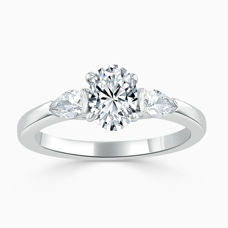 Pear Trilogy Oval Diamond Engagement Ring