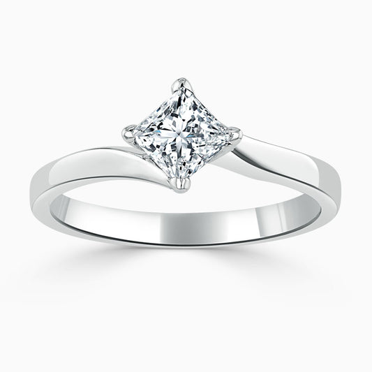 Princess Cut Twist Diamond Engagement Ring