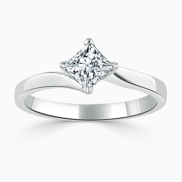 Princess Cut Twist Diamond Engagement Ring