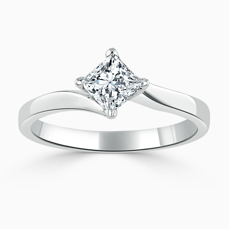 Princess Cut Twist Diamond Engagement Ring