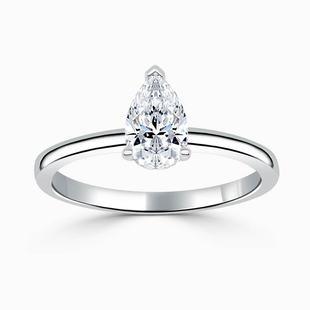 Pear Hidden Halo Diamond Engagement Ring