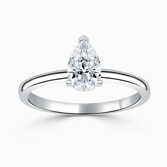 Pear Hidden Halo Diamond Engagement Ring