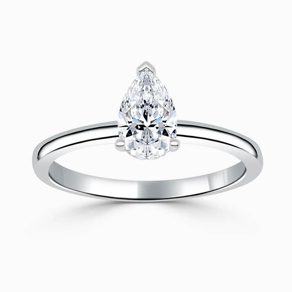 Pear Hidden Halo Diamond Engagement Ring