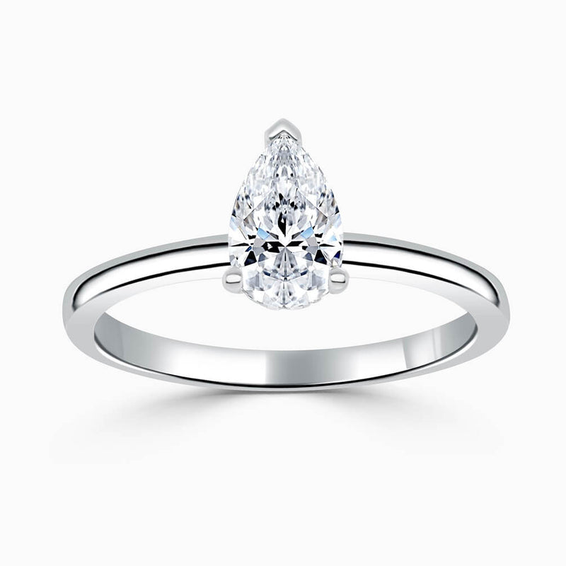 Pear Hidden Halo Diamond Engagement Ring