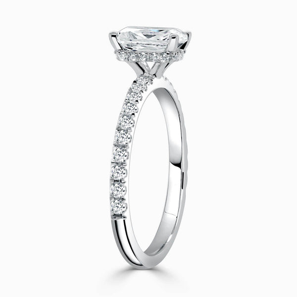 Hidden Halo Radiant Engagement Ring with Sidestones
