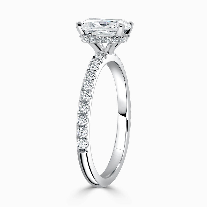Hidden Halo Radiant Engagement Ring with Sidestones