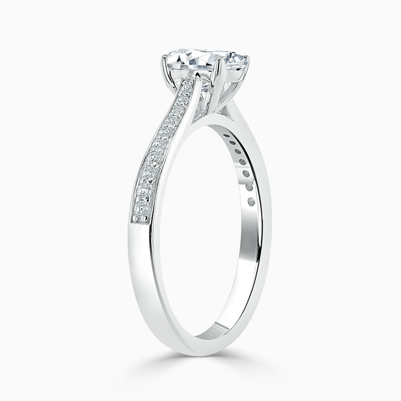 Tapered Pave Oval Diamond Engagement Ring