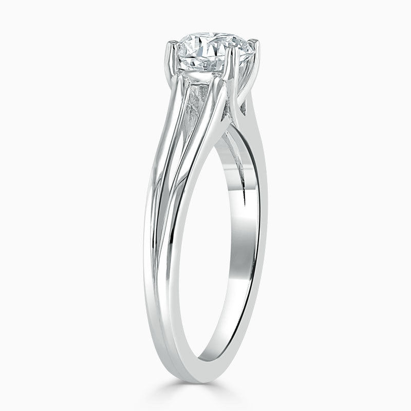 Split Shoulder Round Diamond Engagement Ring