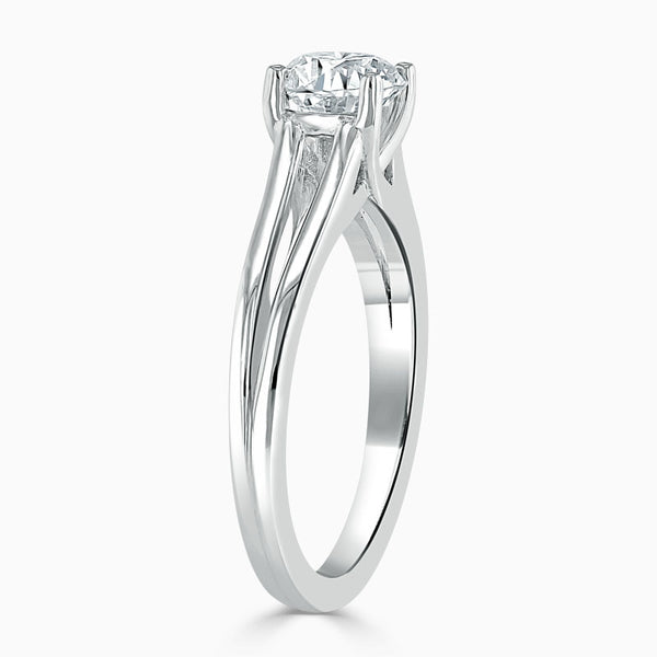 Split Shoulder Round Diamond Engagement Ring