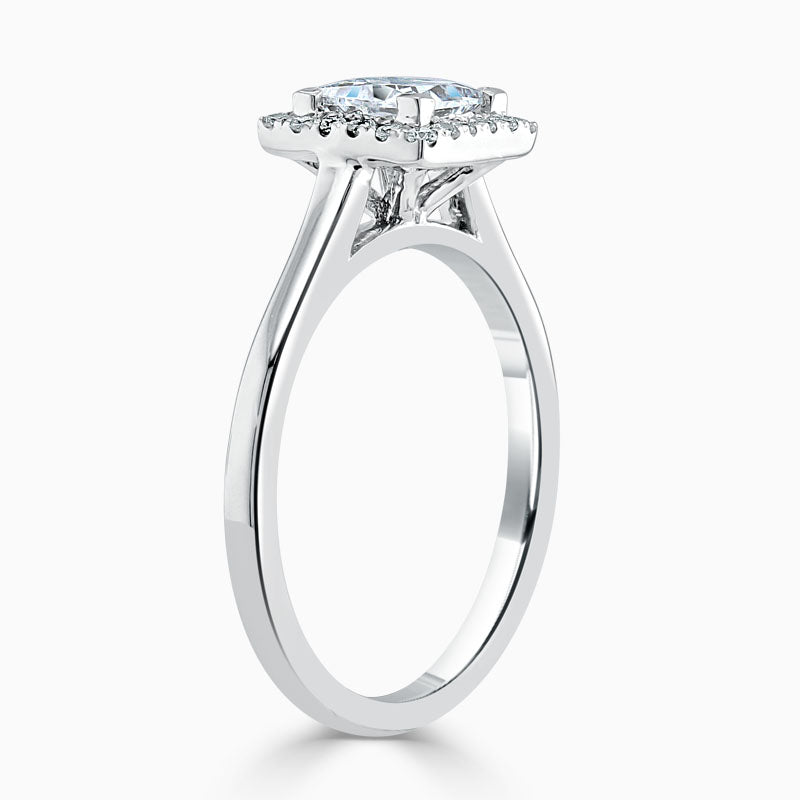 Plain Halo Princess Diamond Engagament Ring