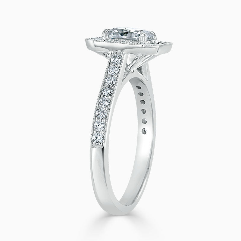 Vintage Pave Radiant Diamond Engagement Ring
