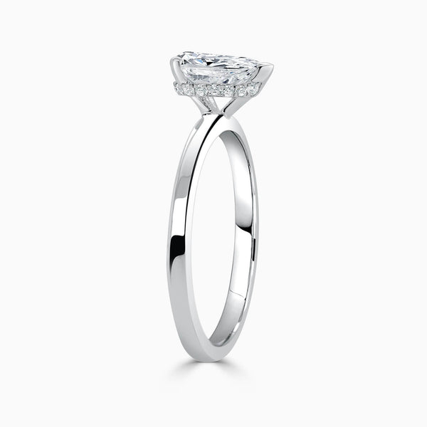 Pear Hidden Halo Diamond Engagement Ring