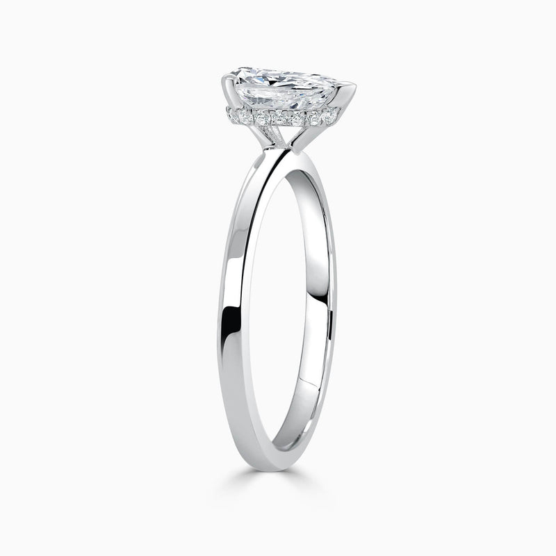 Pear Hidden Halo Diamond Engagement Ring